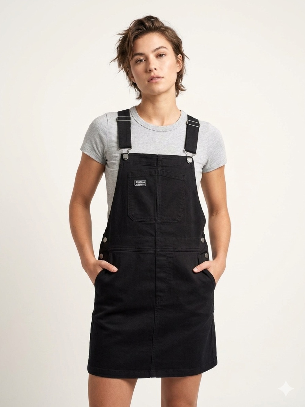 Wildfang Black Denim Overall  Dress